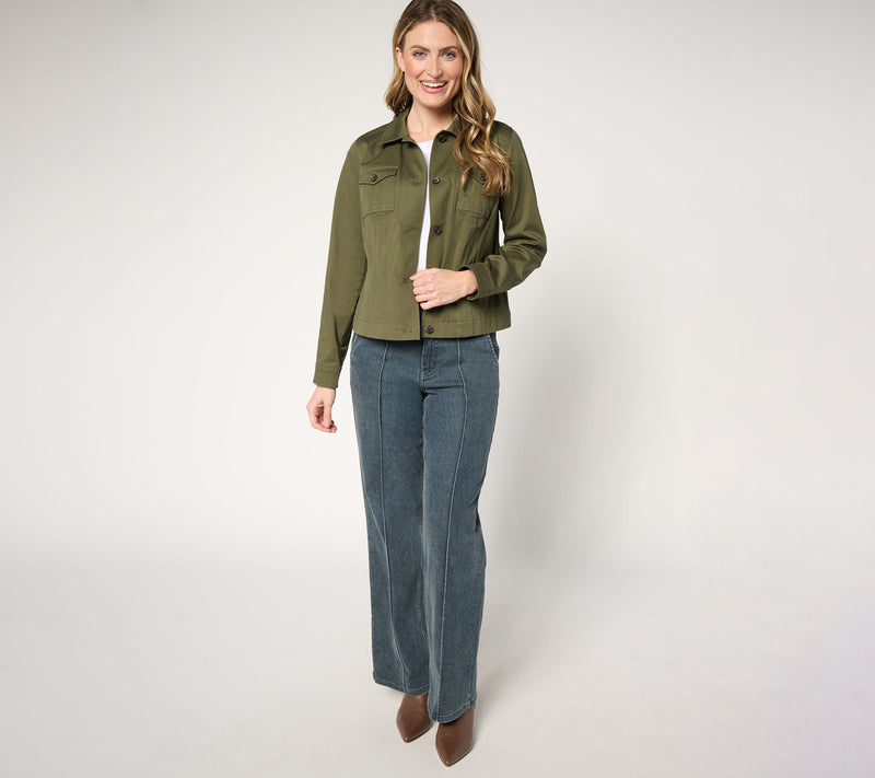Women with Control Cotton Stretch Sateen Jacket — View 11