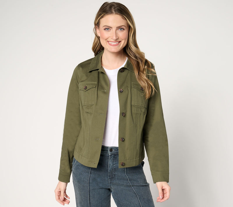 Women with Control Cotton Stretch Sateen Jacket — Main view