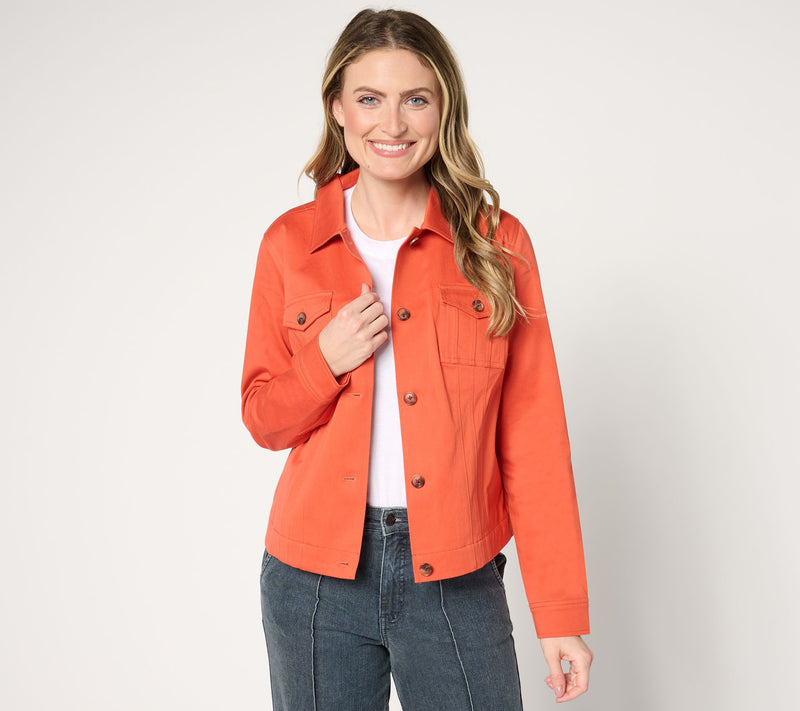 Women with Control Cotton Stretch Sateen Jacket — View 5