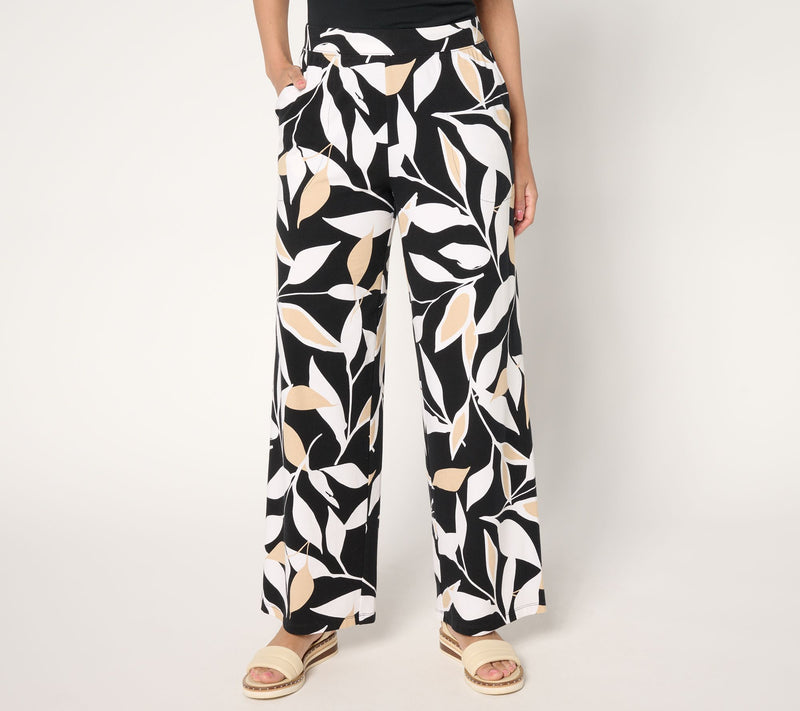 Denim & Co. Beach Jersey Regular Full Length Wide Leg Pant — View 30