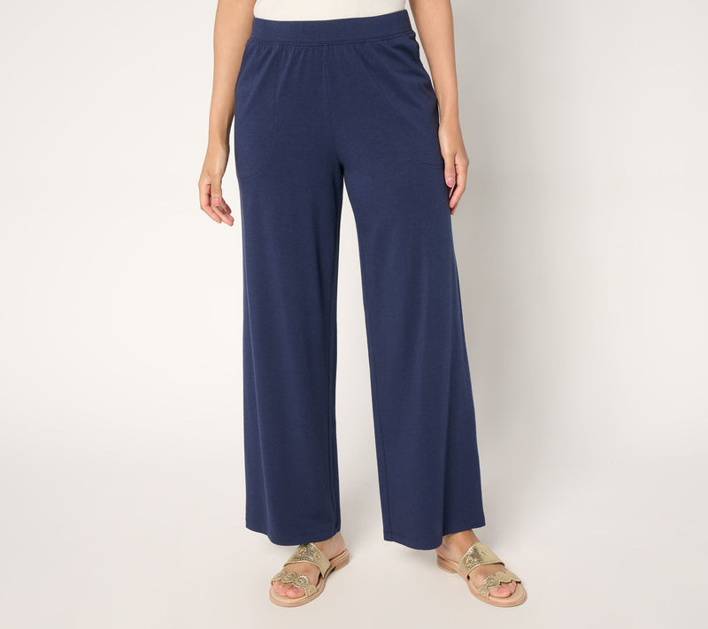 Denim & Co. Beach Jersey Petite Full Length Wide Leg Pant — View 12