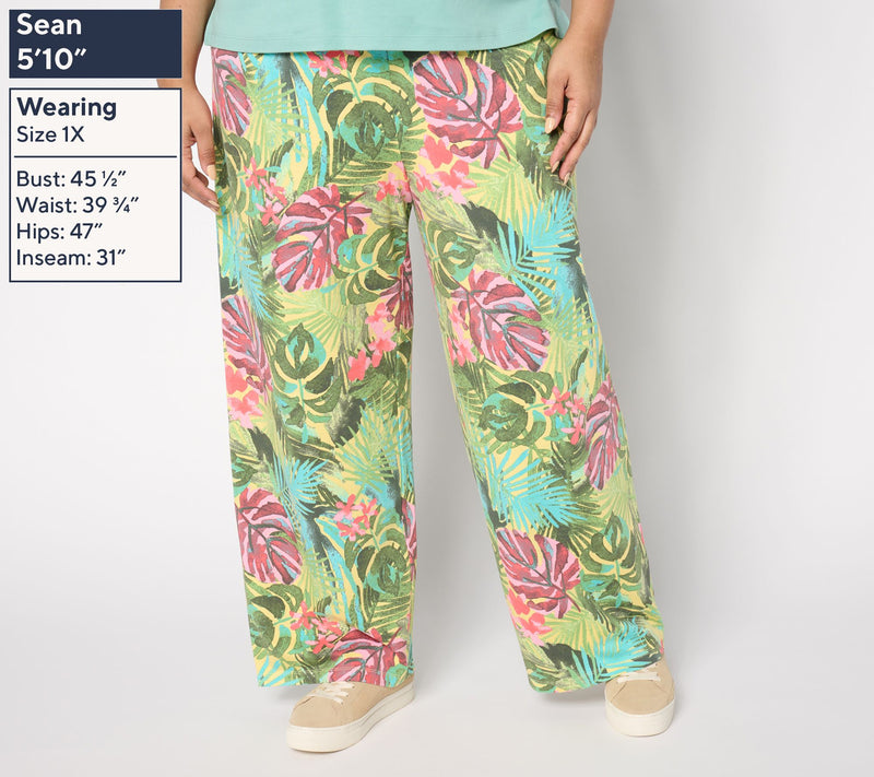 Denim & Co. Beach Jersey Petite Full Length Wide Leg Pant — View 23