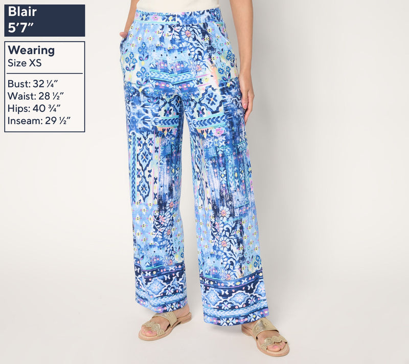 Denim & Co. Beach Jersey Petite Full Length Wide Leg Pant — View 24