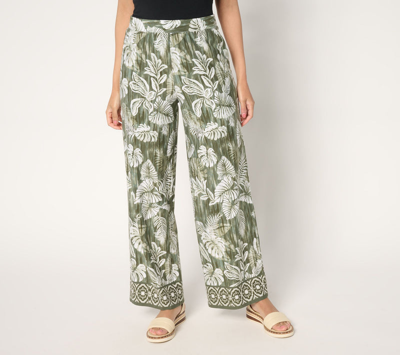 Denim & Co. Beach Jersey Petite Full Length Wide Leg Pant — View 10