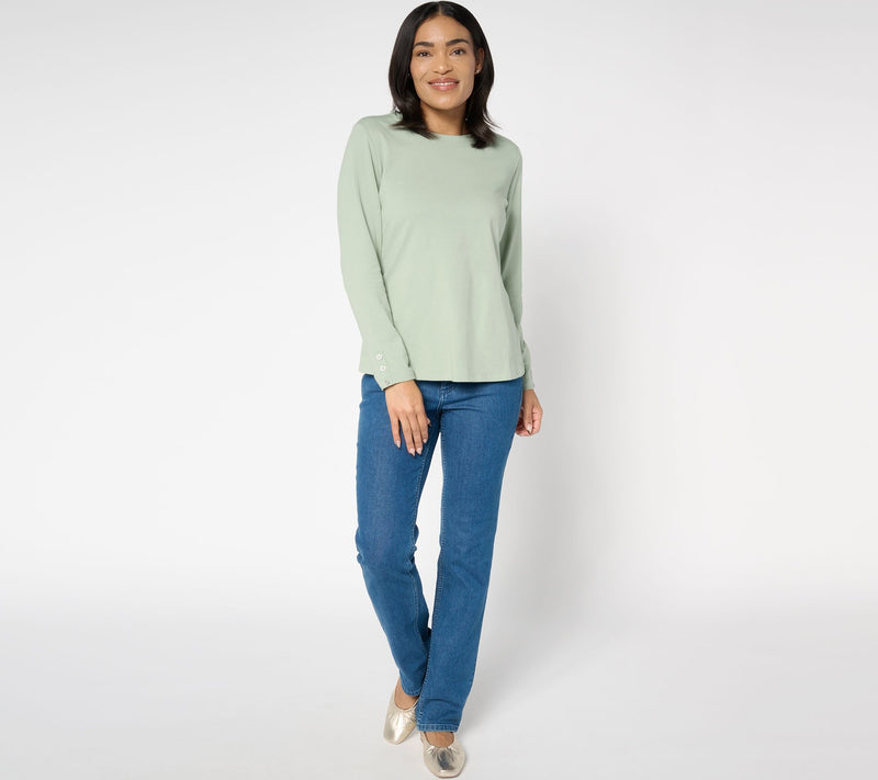 Denim & Co. Adaptive Perfect Jersey Crew Neck Top w/ Cuff — View 13