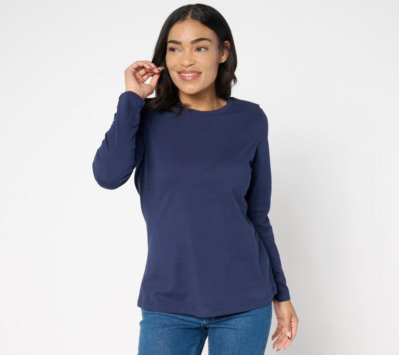 Denim & Co. Adaptive Perfect Jersey Crew Neck Top w/ Cuff — View 9
