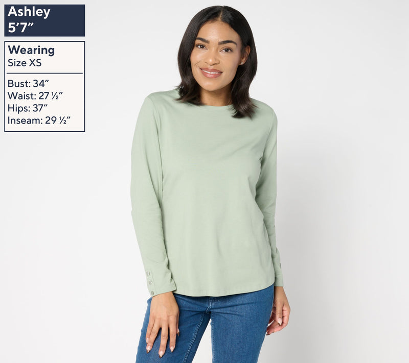 Denim & Co. Adaptive Perfect Jersey Crew Neck Top w/ Cuff — View 11