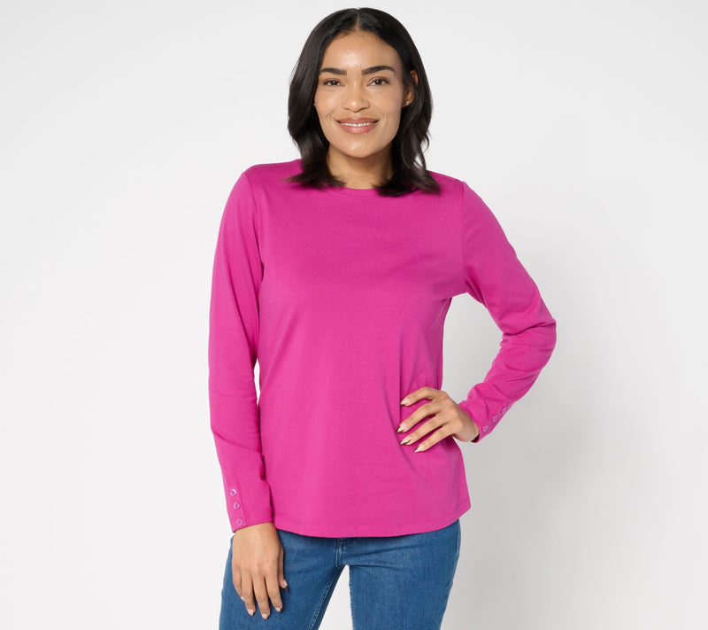 Denim & Co. Adaptive Perfect Jersey Crew Neck Top w/ Cuff — View 5
