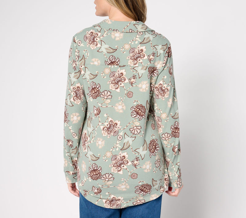 Denim & Co. Heavenly Jersey Split Neck Long Sleeve Knit Top — View 6