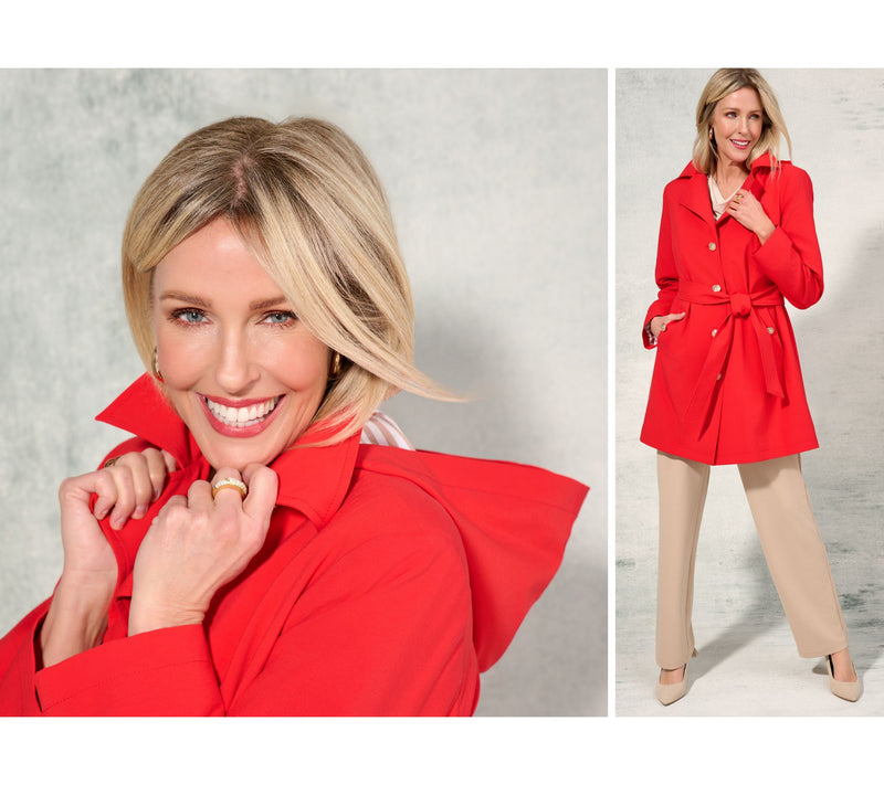 Dennis Basso Petite Water Resistant Trench Coat with Hood — View 20