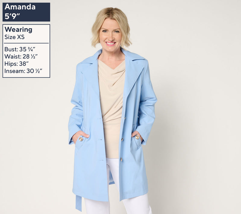 Dennis Basso Petite Water Resistant Trench Coat with Hood — View 15