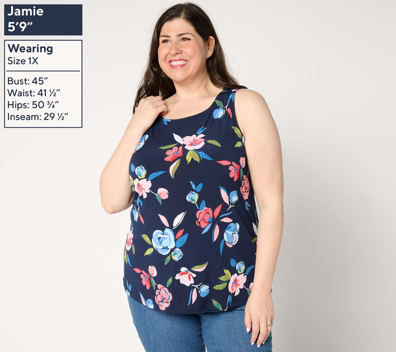 Susan Graver Printed Liquid Knit Sleeveless Top — View 2