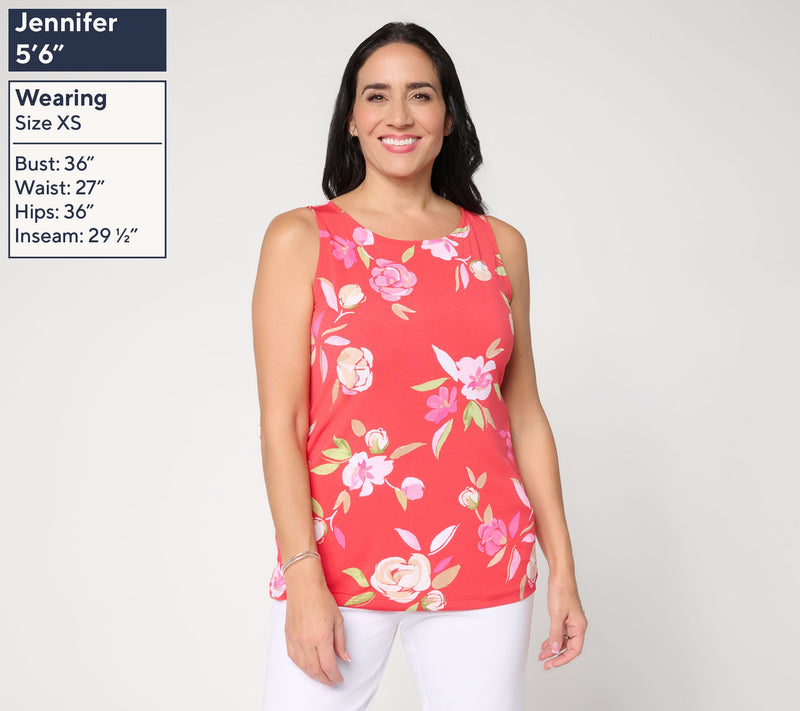 Susan Graver Printed Liquid Knit Sleeveless Top — View 3