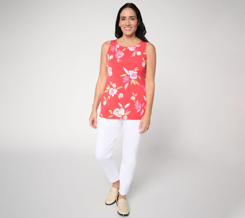 Susan Graver Printed Liquid Knit Sleeveless Top — View 5