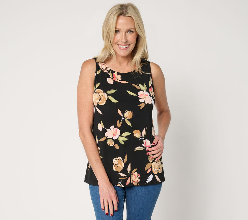 Susan Graver Printed Liquid Knit Sleeveless Top — View 19