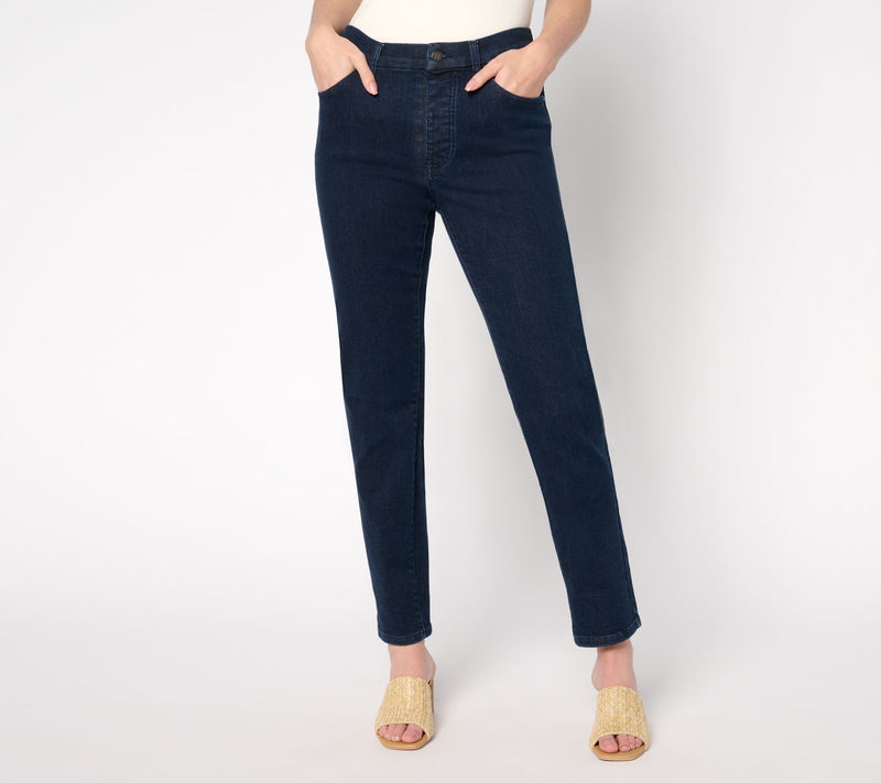 Women with Control Contour Curves Regular Indigo Wash Denim Pants — View 3