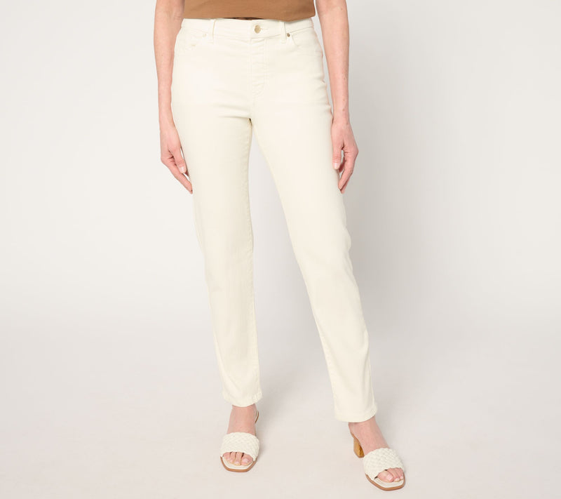 Women with Control Contour Curves Regular Ivory Wash Denim Pants — Main view
