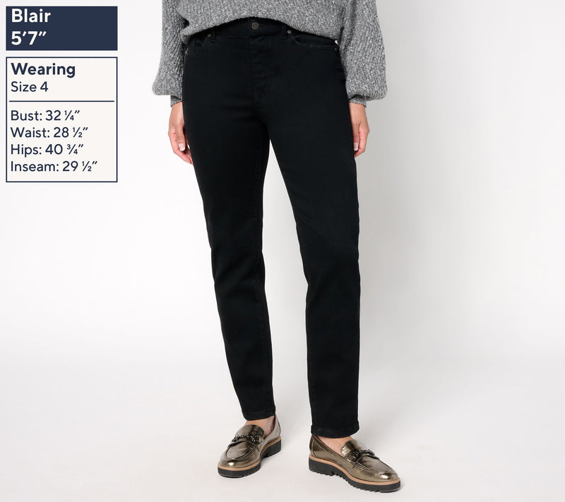 Women with Control Contour Curves Petite Black Wash Denim Pants — View 2