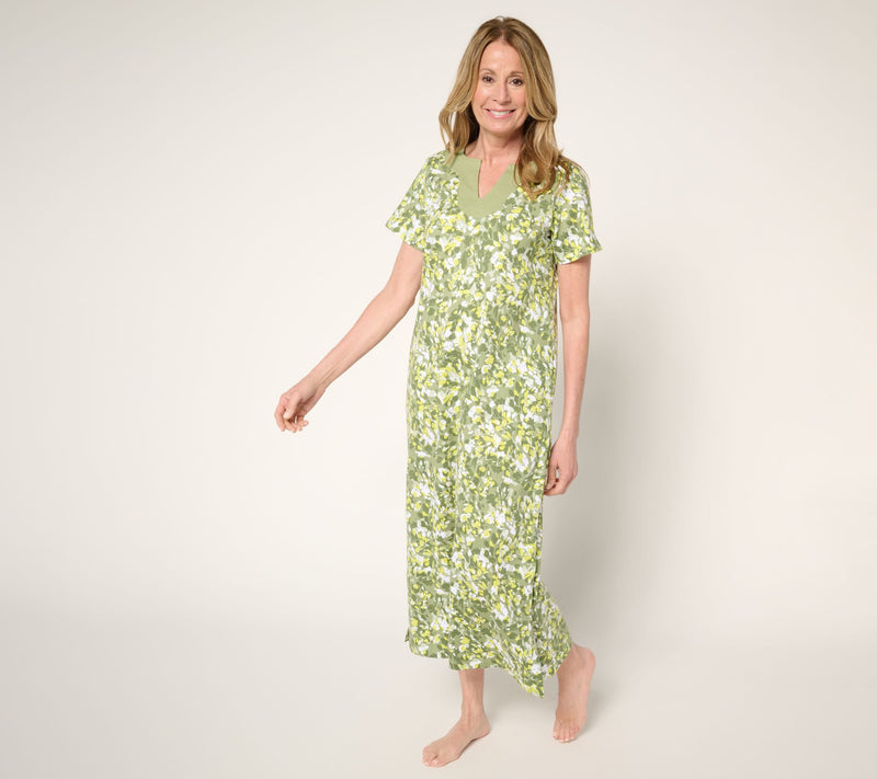 Carole Hochman 100% Cotton Maxi Dress with Trapunto Detail — View 5