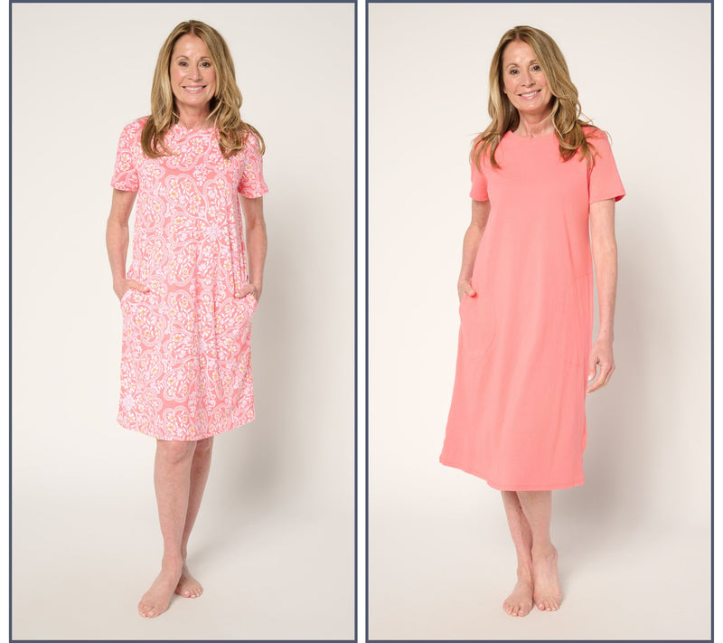 Stan Herman Riviera Floral 100% Cotton Set of 2 Lounge Dresses — Main view