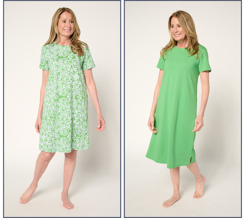 Stan Herman Riviera Floral 100% Cotton Set of 2 Lounge Dresses — View 7