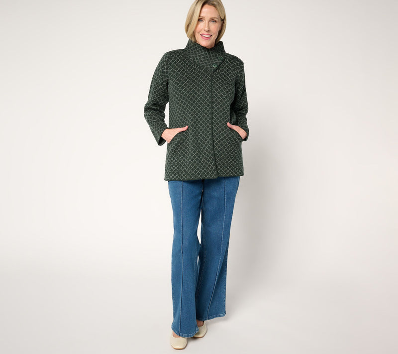 Aran Crafts Merino Wool Jacquard Two-Button Cardigan — View 6