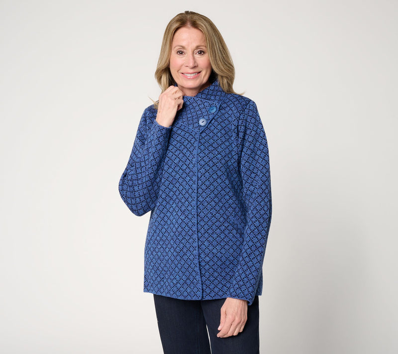 Aran Crafts Merino Wool Jacquard Two-Button Cardigan — View 13