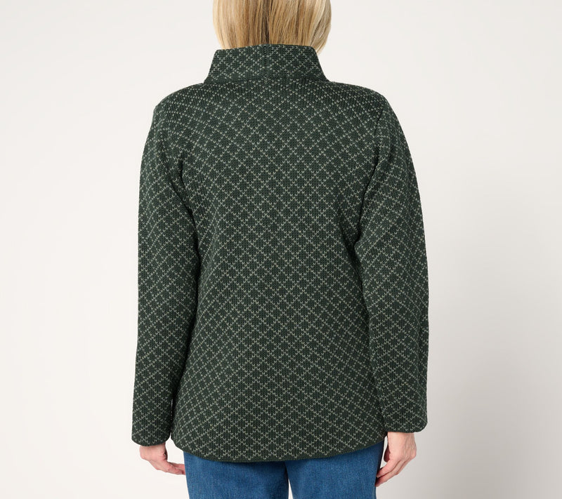Aran Crafts Merino Wool Jacquard Two-Button Cardigan — View 5