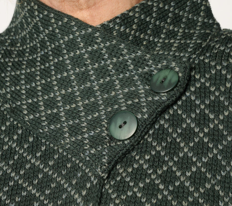 Aran Crafts Merino Wool Jacquard Two-Button Cardigan — View 7