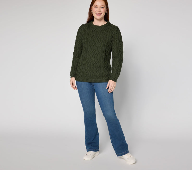 Aran Crafts Merino Wool Crew Neck Pullover Sweater — View 10