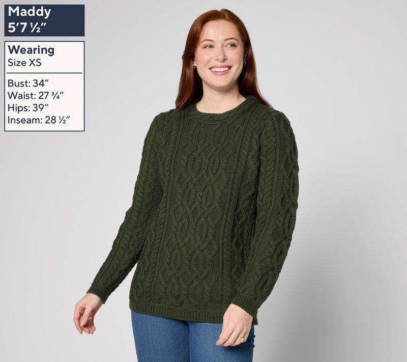 Aran Crafts Merino Wool Crew Neck Pullover Sweater — View 8