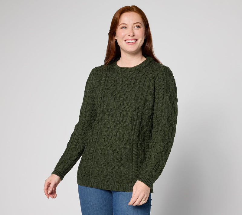 Aran Crafts Merino Wool Crew Neck Pullover Sweater — Main view