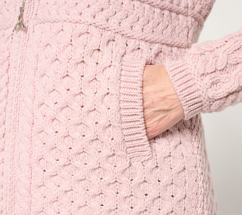 Aran Crafts Merino Wool Zip Front Sweater Cardigan — View 8