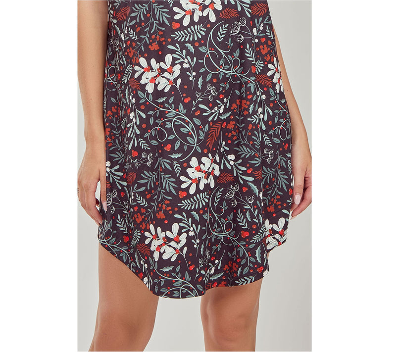 iCollection Floral Knit Short Sleeve Lounge Dress — View 3
