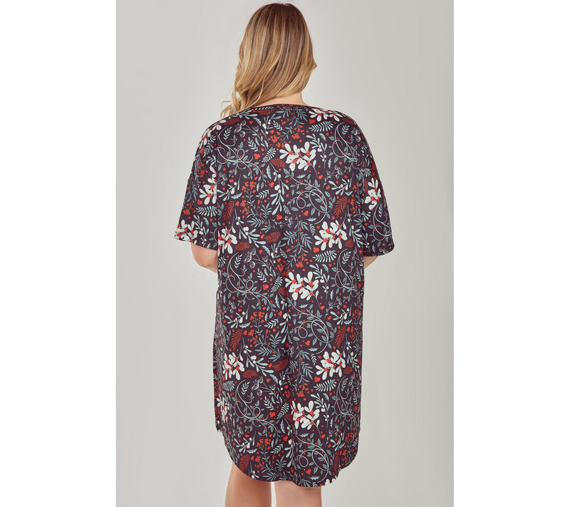 iCollection Floral Knit Short Sleeve Lounge Dress — View 5