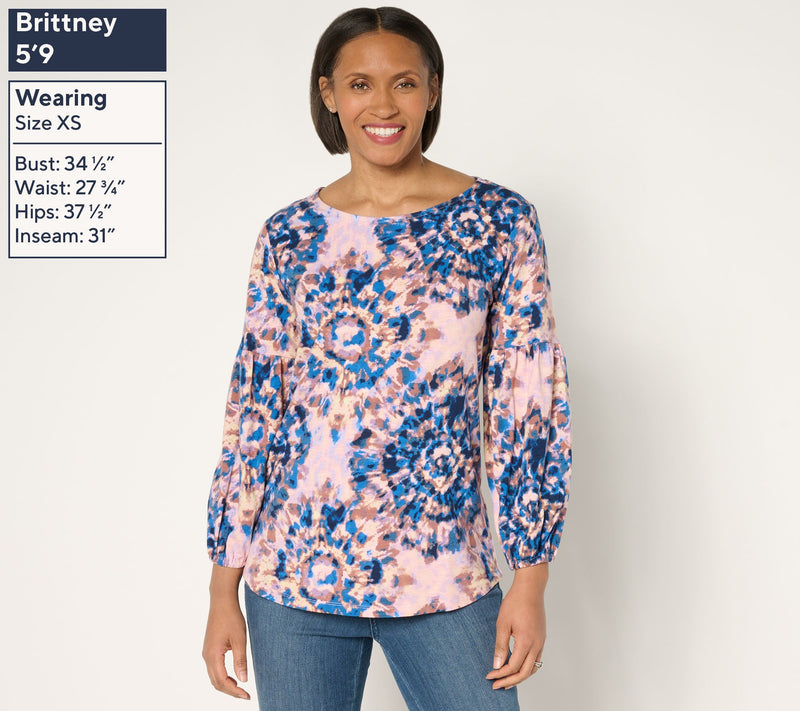 Belle Boho by Kim Gravel Slub Knit Blouson Sleeve Top — View 3