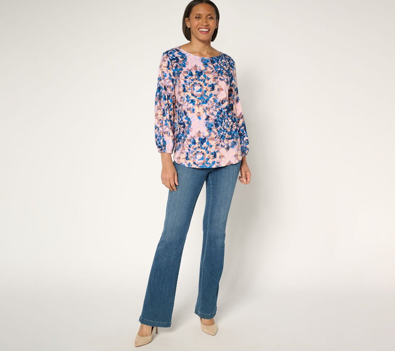 Belle Boho by Kim Gravel Slub Knit Blouson Sleeve Top — View 5
