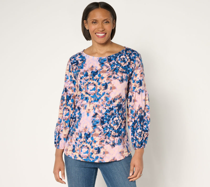 Belle Boho by Kim Gravel Slub Knit Blouson Sleeve Top — View 13