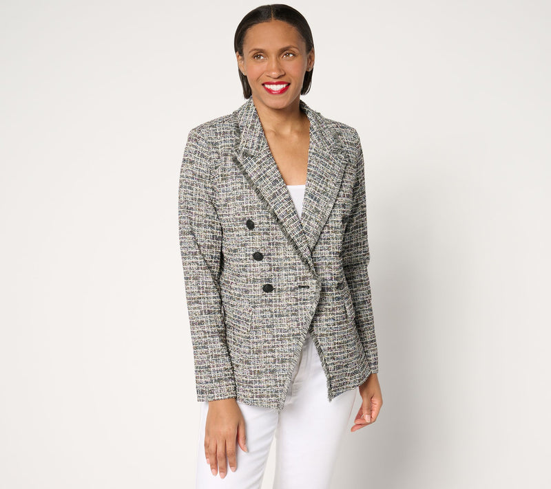 Belle by Kim Gravel Class & Sass Spring Tweed Stretch Blazer — View 9