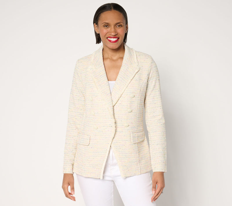 Belle by Kim Gravel Class & Sass Spring Tweed Stretch Blazer — View 5