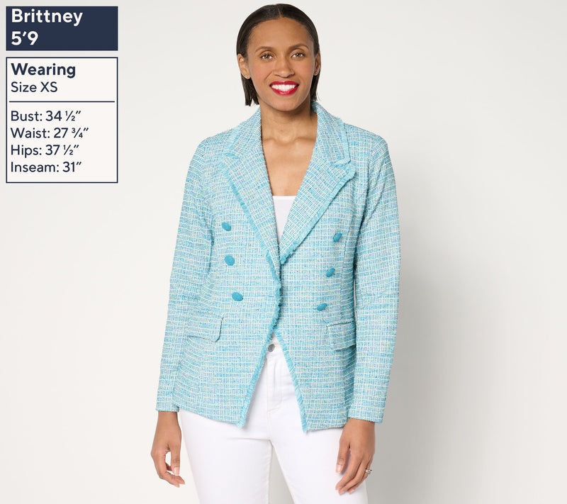 Belle by Kim Gravel Class & Sass Spring Tweed Stretch Blazer — View 11