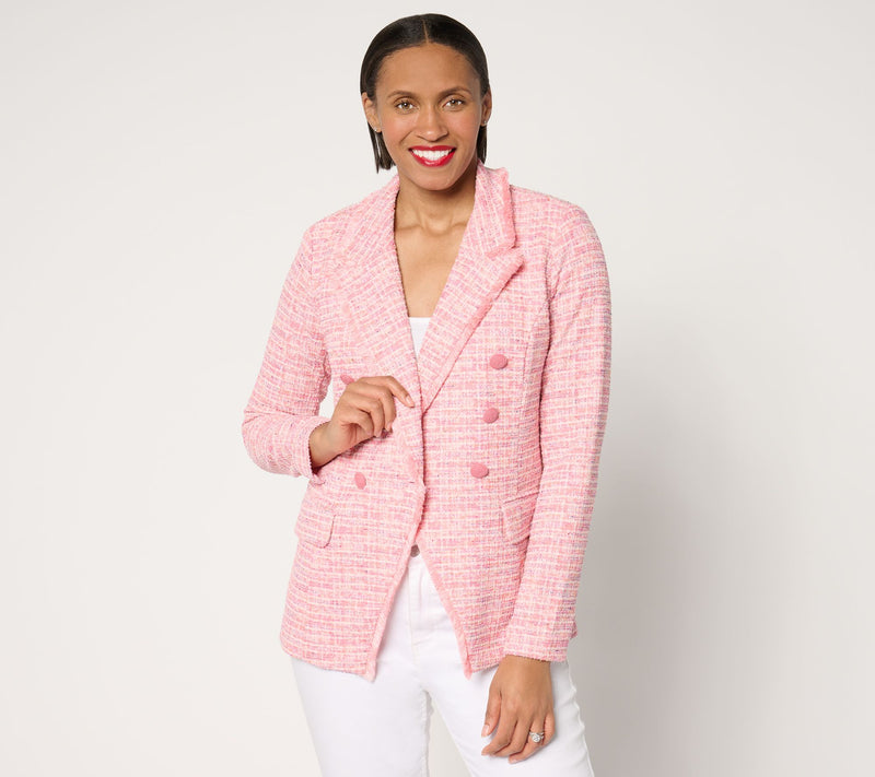 Belle by Kim Gravel Class & Sass Spring Tweed Stretch Blazer — View 3
