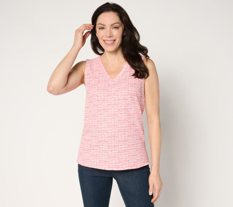 Belle by Kim Gravel Class & Sass Spring Tweed Stretch Tank — View 3