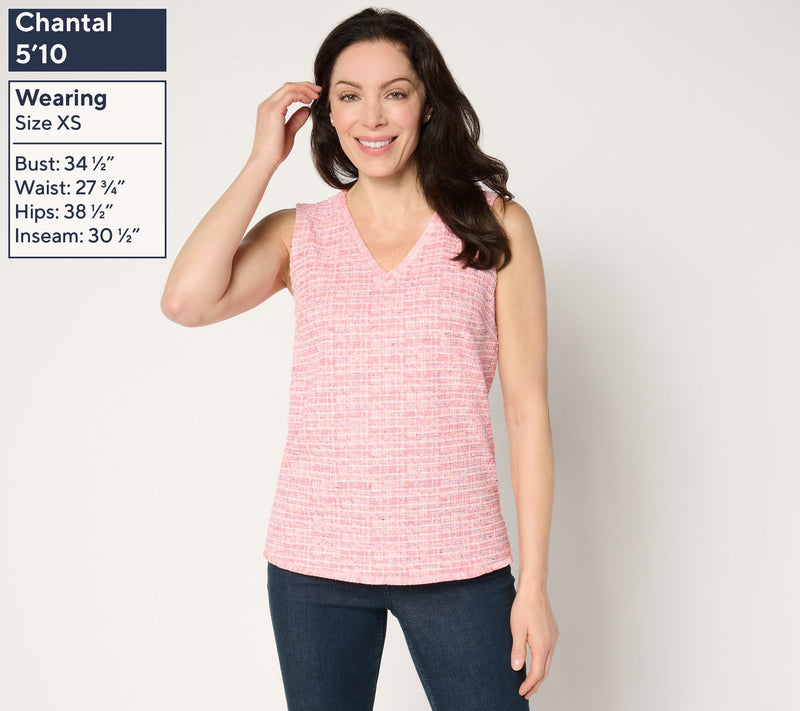 Belle by Kim Gravel Class & Sass Spring Tweed Stretch Tank — View 11