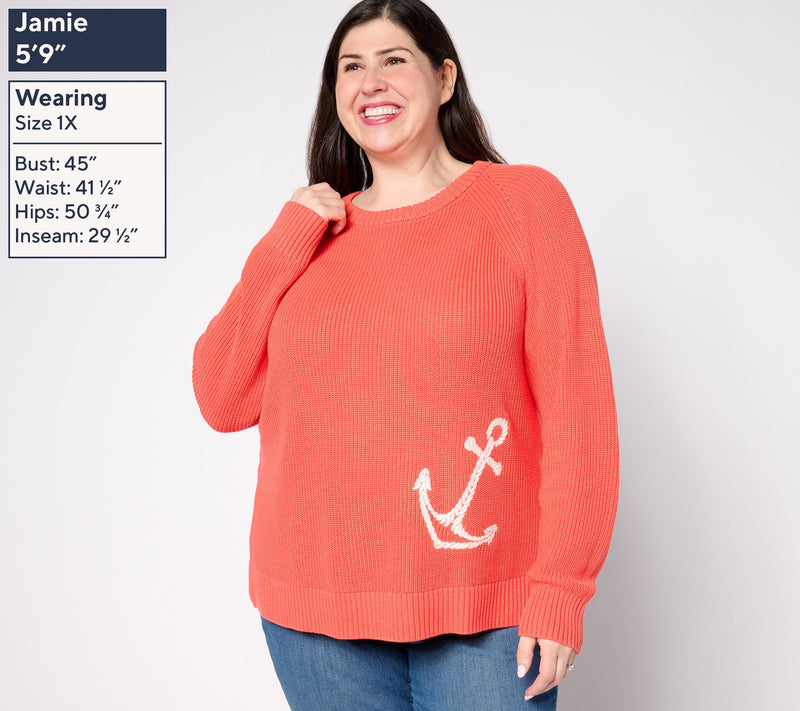 Belle by Kim Gravel Anchor Shaker Knit Sweater — View 12