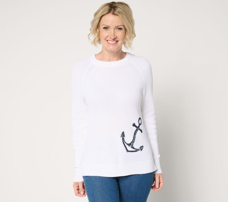 Belle by Kim Gravel Anchor Shaker Knit Sweater — View 7