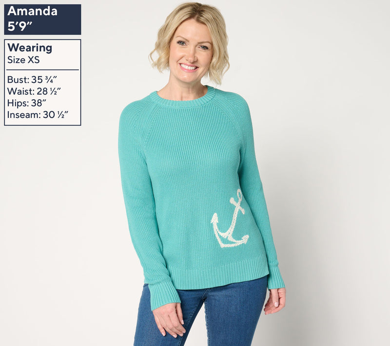 Belle by Kim Gravel Anchor Shaker Knit Sweater — View 13