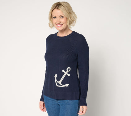 Belle by Kim Gravel Anchor Shaker Knit Sweater