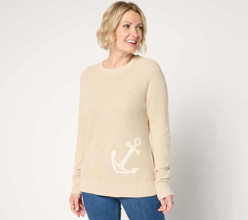 Belle by Kim Gravel Anchor Shaker Knit Sweater — View 5