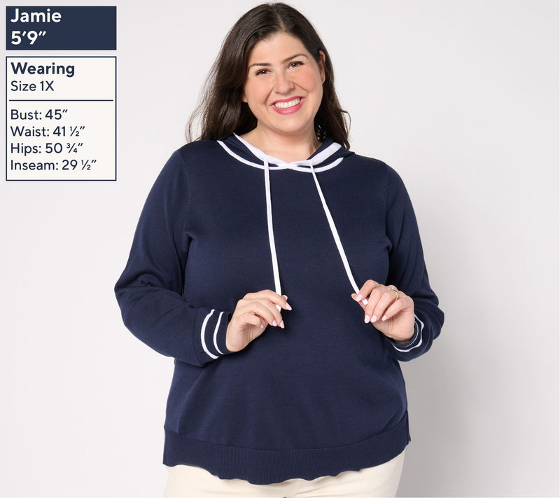 Belle by Kim Gravel Yacht Club Tipped Sweater Hoodie — View 10